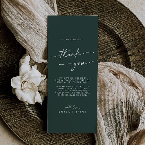 Boho Chic Emerald Green Thank You Place Card