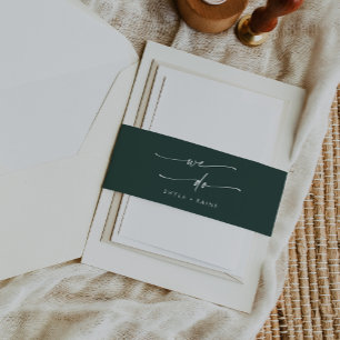 Boho Chic Emerald Green We Do Wedding Invitation Belly Band