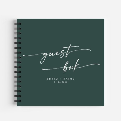 Boho Chic Emerald Green Wedding Guest Book