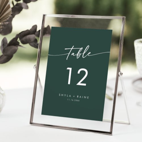 Boho Chic Emerald Green Wedding Table Numbers