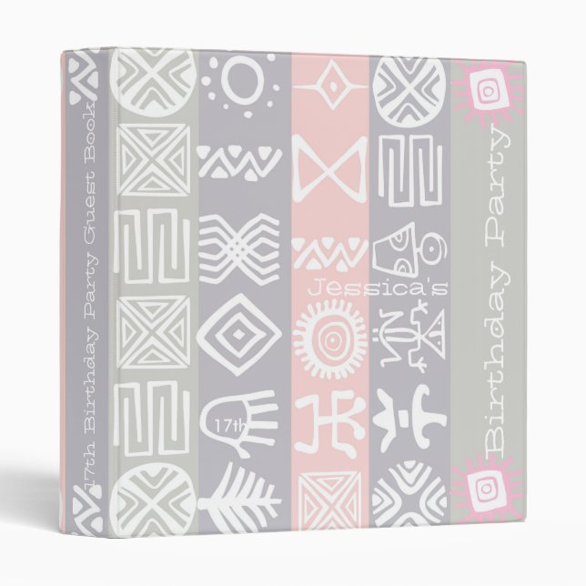 Boho-chic Ethnic 17th Birthday Party Guest Book Binder (Front/Spine)