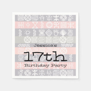Boho-chic Ethnic 17th Birthday Party Paper Napkins