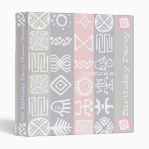Boho-chic Ethnic 19th Birthday Party Guest Book 3 Ring Binder