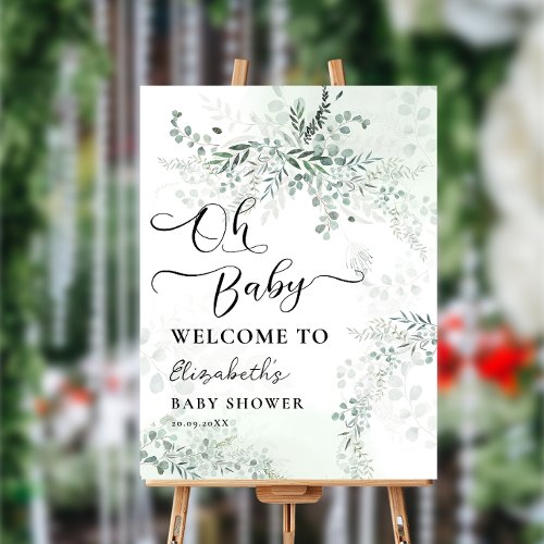 Boho Chic Eucalyptus Baby Shower Welcome Foam Board