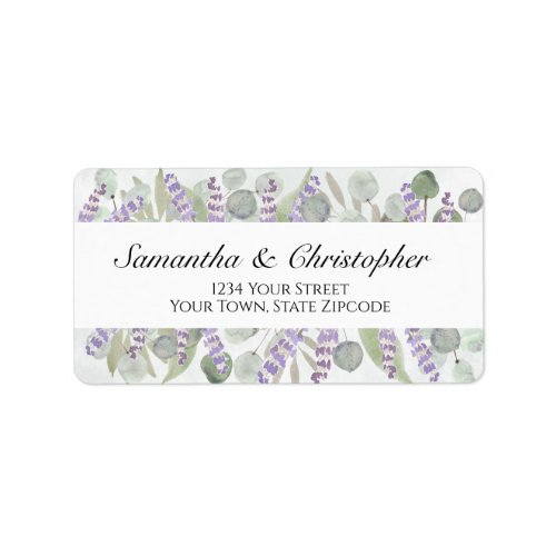 Boho Chic Eucalyptus  Lavender Wedding Address Label