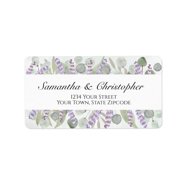 Boho Chic Eucalyptus & Lavender Wedding Address Label (Front)