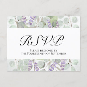Boho Chic Eucalyptus & Lavender Wedding RSVP Postcard