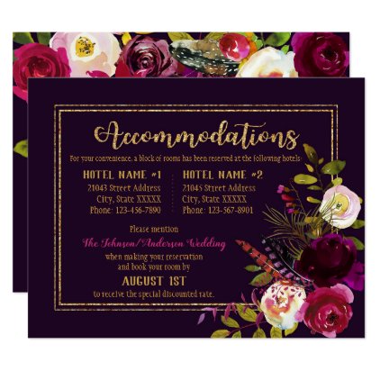Boho Chic Fall Floral Bouquet Accommodations Card