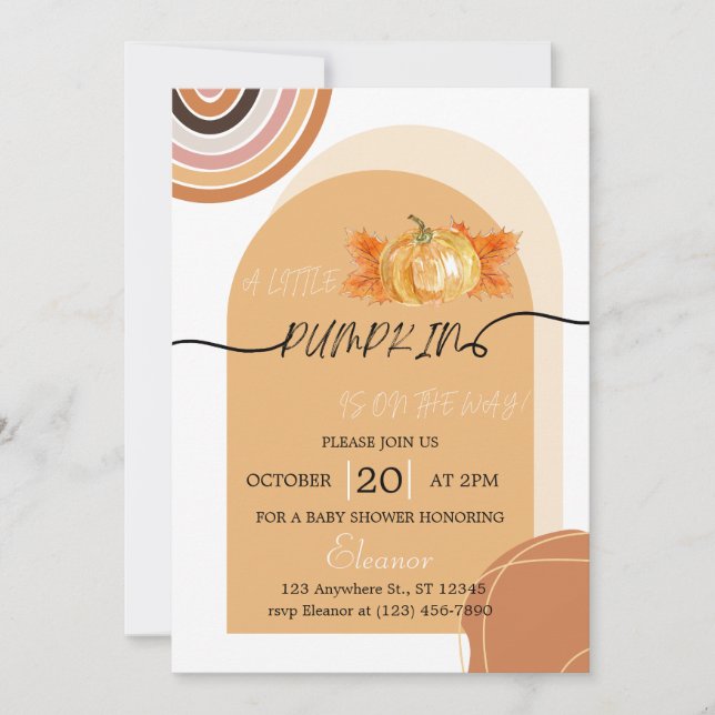 Boho Chic Fall Pumpkin Baby Shower Invitation (Front)