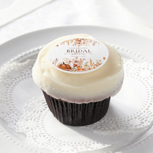 Boho Chic Fall Pumpkin Bridal Shower Edible Frosting Rounds