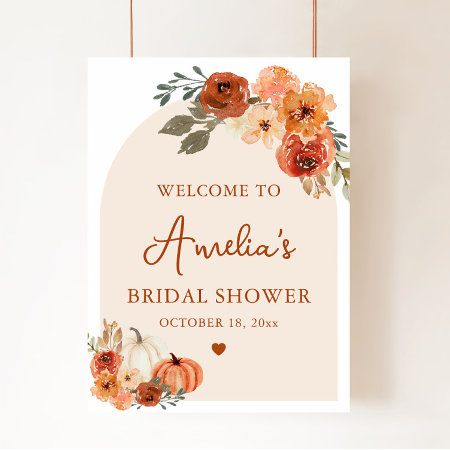 Boho Chic Fall Pumpkin Bridal Shower Welcome Sign