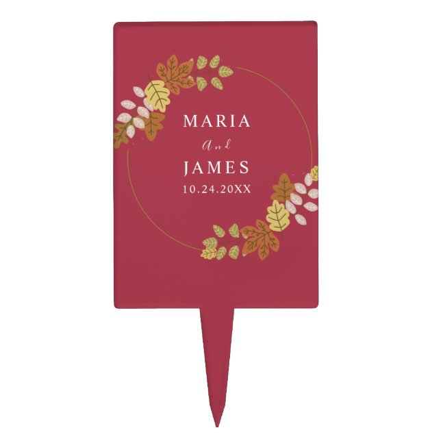 Boho Chic Fall Wedding Cake Topper (Front)