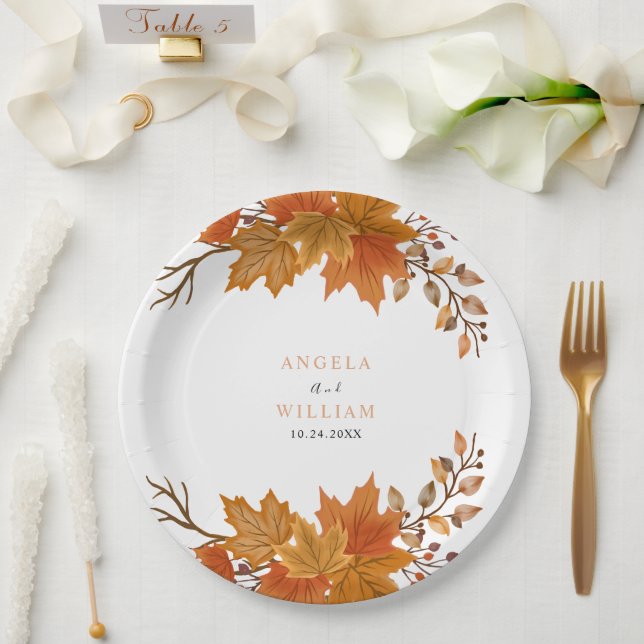 Boho Chic Fall Wedding Paper Plates (Wedding)