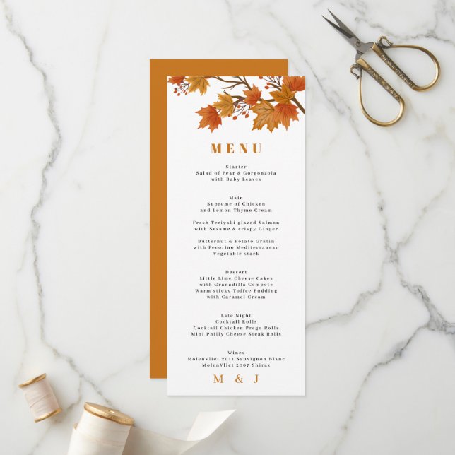 Boho Chic Fall Wedding  Program (Front/Back In Situ)