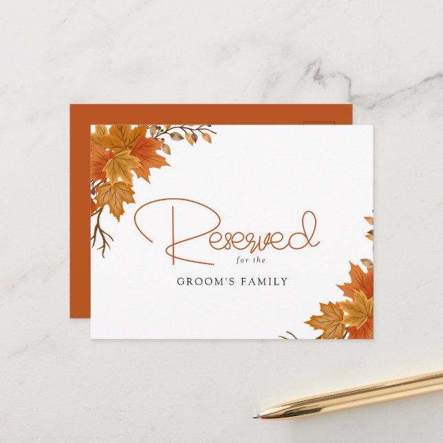 Boho Chic Fall Wedding Reserved Card (Front/Back In Situ)