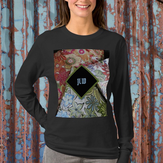 Boho Chic faux Embroidered Floral Personalized T-Shirt (Creator Uploaded)
