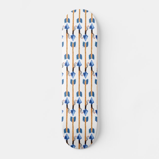 boho chic feather arrow native pattern skateboard deck (Front)