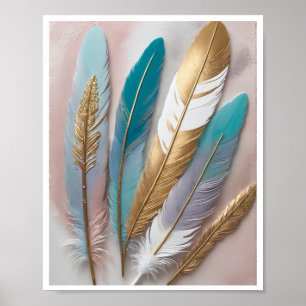 boho-chic feather painting acrylics mixed media poster