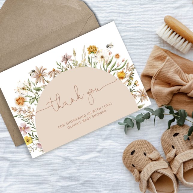 Boho Chic Floral Baby Shower Thank You Card (Creator Uploaded)