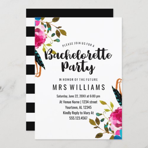 Boho Chic Floral Bachelorette Party Invitation