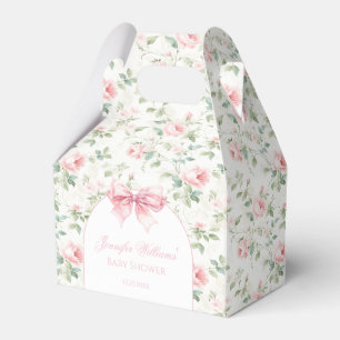 Boho chic floral bow arch baby girl shower favor boxes