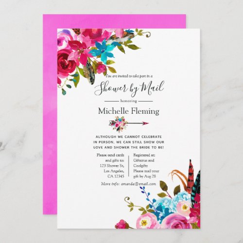 Boho Chic Floral Bridal or Baby Shower by Mail Invitation