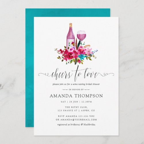 Boho Chic Floral Bridal Shower Wine Tasting Invitation