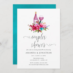 Boho Chic Floral Couples Shower Wine Tasting Invitation