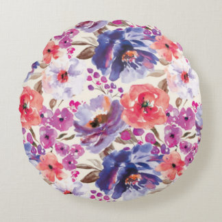 BoHo-Chic Floral Design Round Pillow