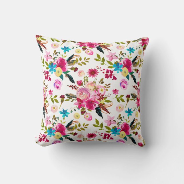 Boho Chic Floral | Double Sided Pillow (Front)