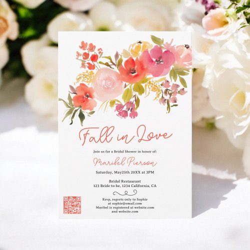 Boho chic floral fall in love pretty bridal shower invitation