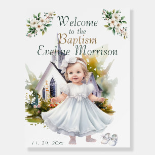 Boho Chic Floral Girls Baptism Foam Board