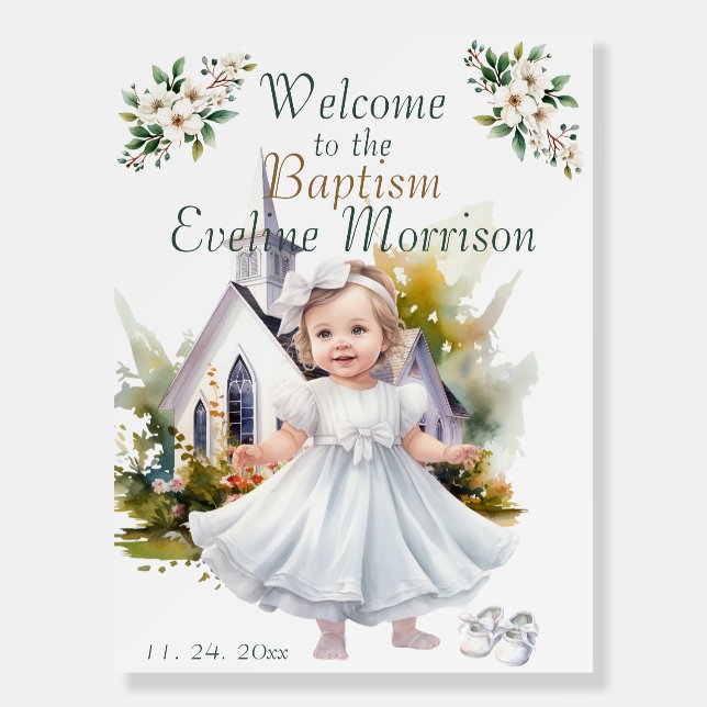 Boho Chic Floral Girls Baptism Foam Board (Front)