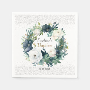 Boho Chic Floral Girls Baptism Napkins
