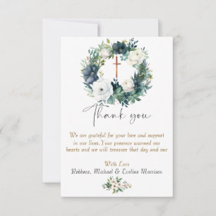Boho Chic Floral Girls Baptism Thank You Card