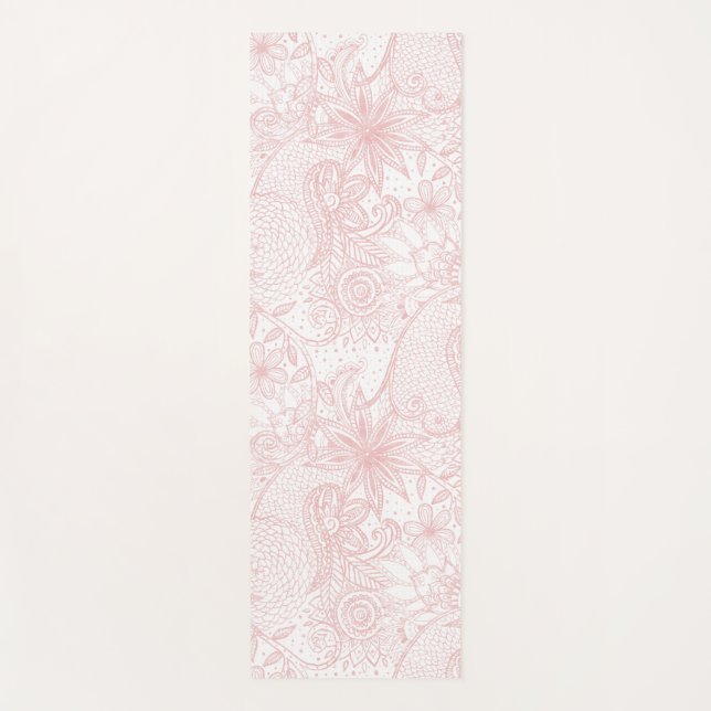 Boho chic floral henna mandala image yoga mat (Front)