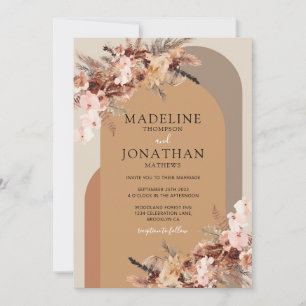 Boho Chic Floral Hydrangea Watercolor Arch Wedding Invitation