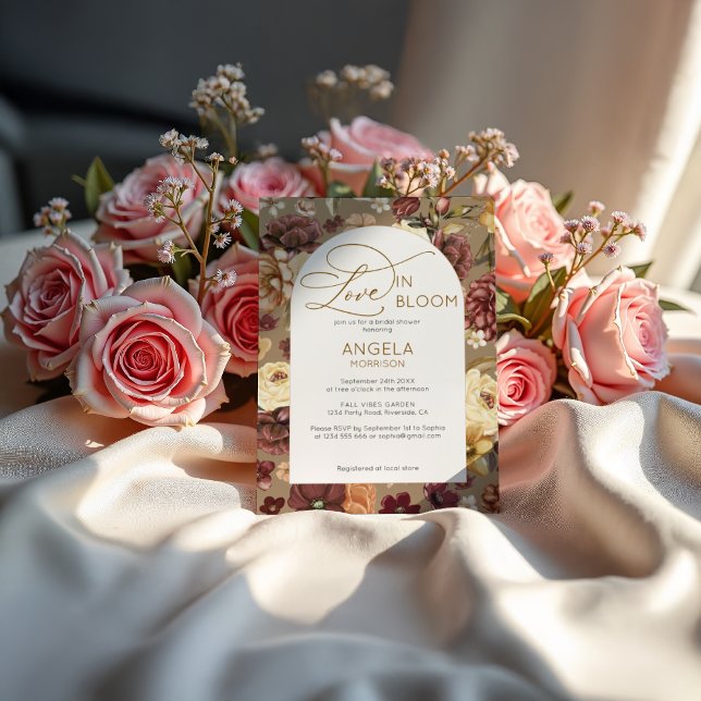 Boho Chic Floral Love In Bloom Bridal Shower  Invitation (Creator Uploaded)