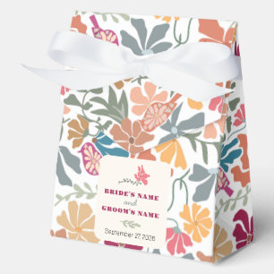 Boho Chic Floral Mid Century Retro Wedding Favor Boxes