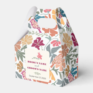 Boho Chic Floral Mid Century Retro Wedding Favor Boxes