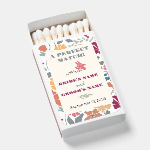 Boho Chic Floral Mid Century Retro Wedding Favor Matchboxes