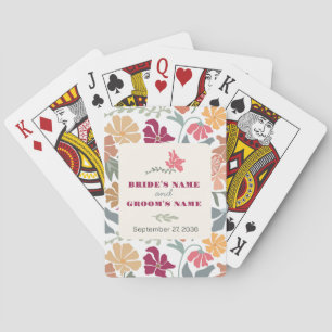 Boho Chic Floral Mid Century Retro Wedding Favor Poker Cards