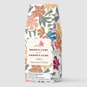 Boho Chic Floral Mid Century Retro Wedding Favor Roasted Coffee