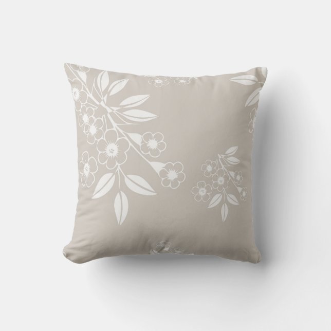 Boho Chic Floral Pattern Aesthetic Throw Pillow (Front)