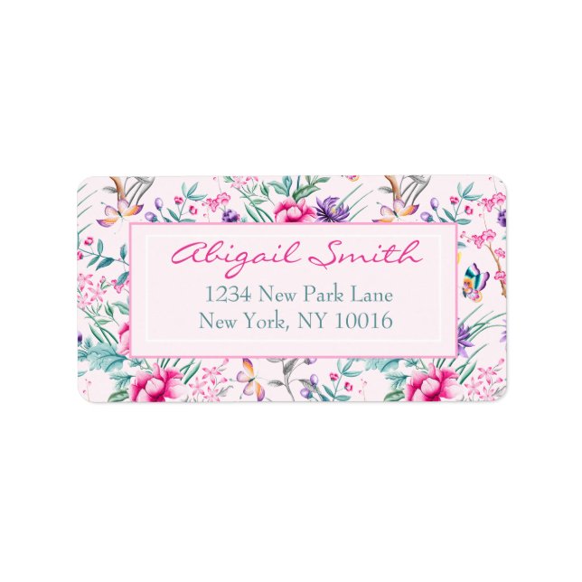 Boho Chic Floral Pattern with Butterflies Labels (Front)