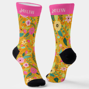 Boho Chic Floral Personalized Socks