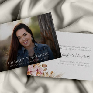 Boho Chic Floral Photo Graduation Announcement