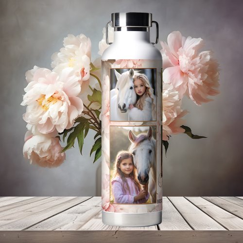Boho Chic Floral Photo Water Bottle
