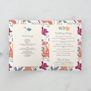 Boho Chic Floral Retro Wedding Order of Service Program
