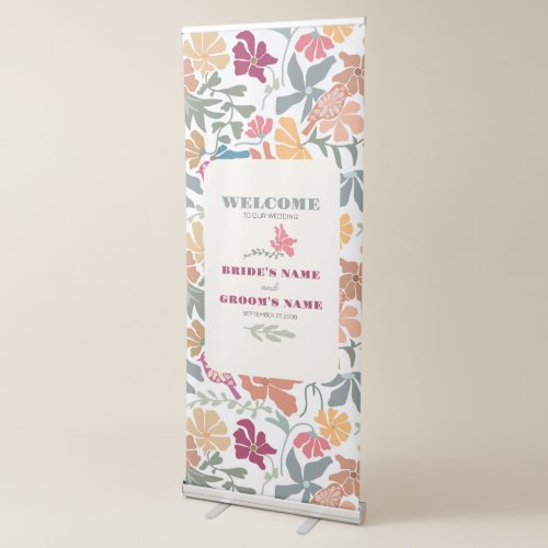 Boho Chic Floral Retro Wedding Welcome Sign